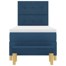 vidaXL Boxrugós ágy fejtámlával Kék 200 x 90 cm szövet