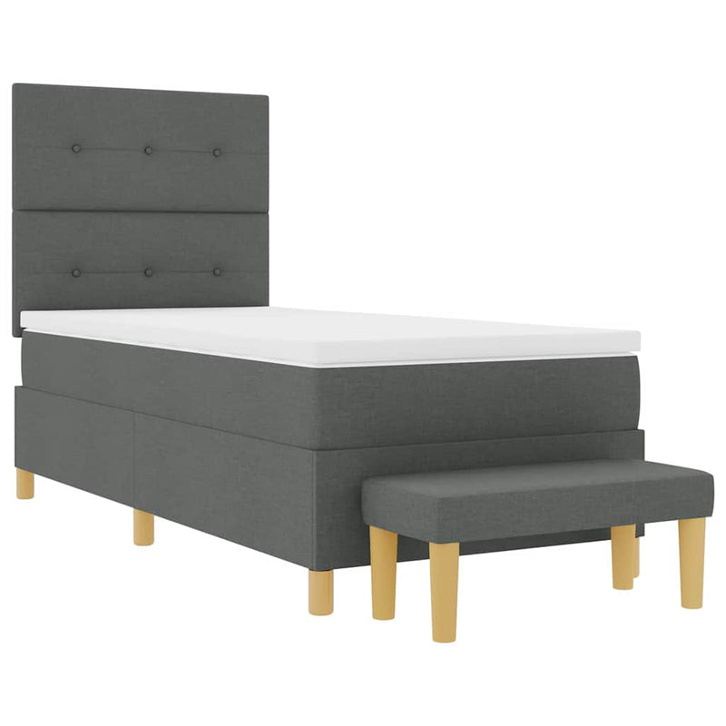 vidaXL Boxrugós ágy matracmal Sötétszürke 100 x 200 cm szövet