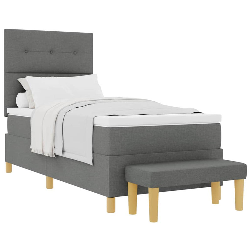 vidaXL Boxrugós ágy matracmal Sötétszürke 100 x 200 cm szövet