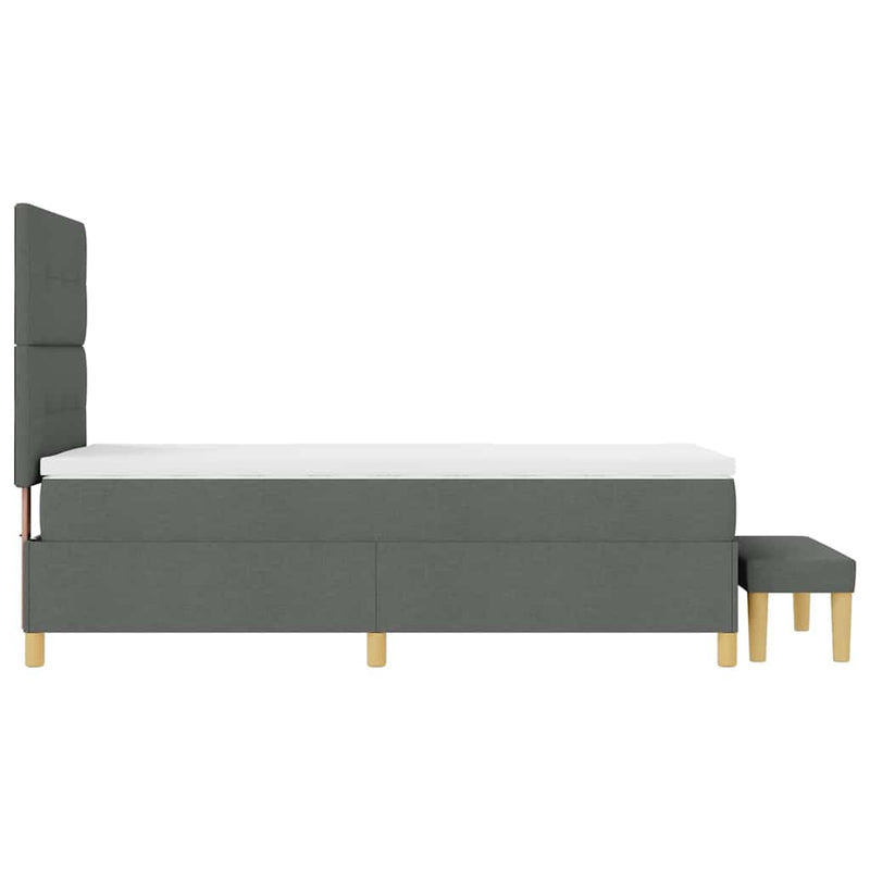 vidaXL Boxrugós ágy matracmal Sötétszürke 100 x 200 cm szövet