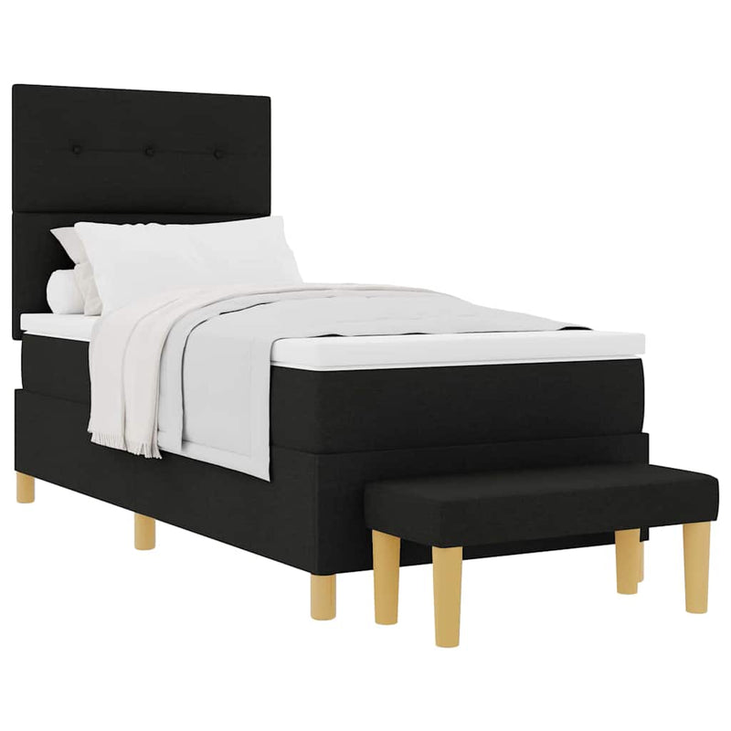 vidaXL Boxrugós ágy matracmal fejtámlával Fekete 100 x 200 cm szövet