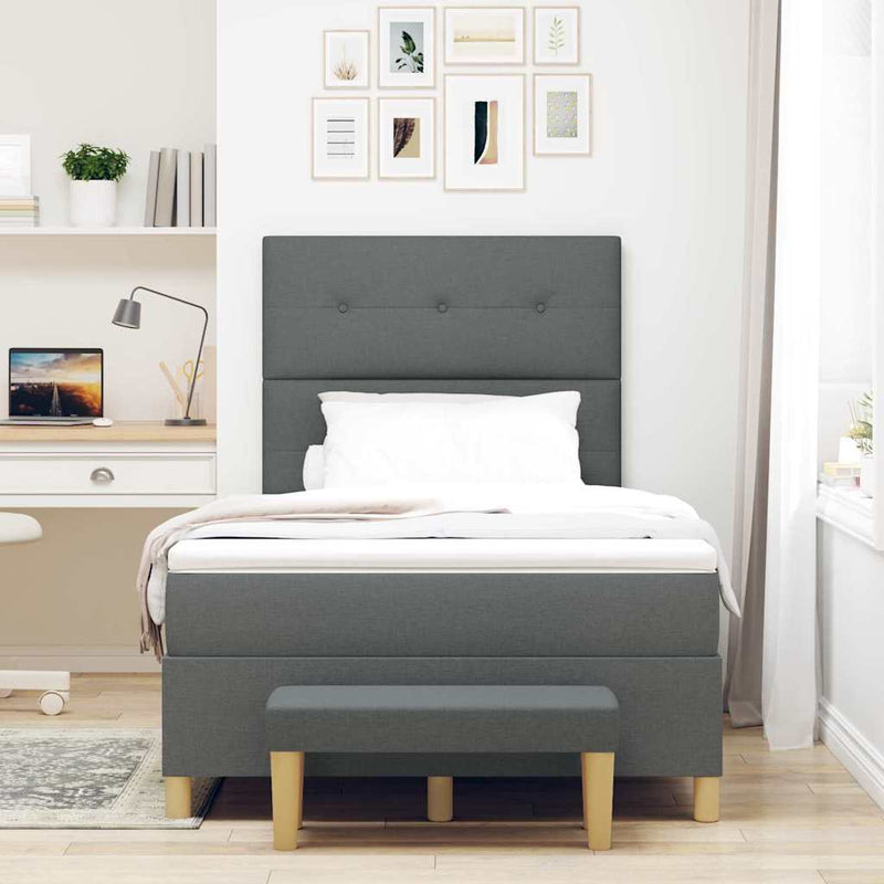 vidaXL Boxrugós ágy matracmal Sötétszürke 120 x 190 cm szövet