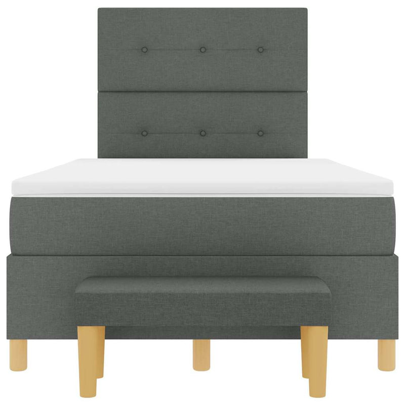 vidaXL Boxrugós ágy matracmal Sötétszürke 120 x 190 cm szövet