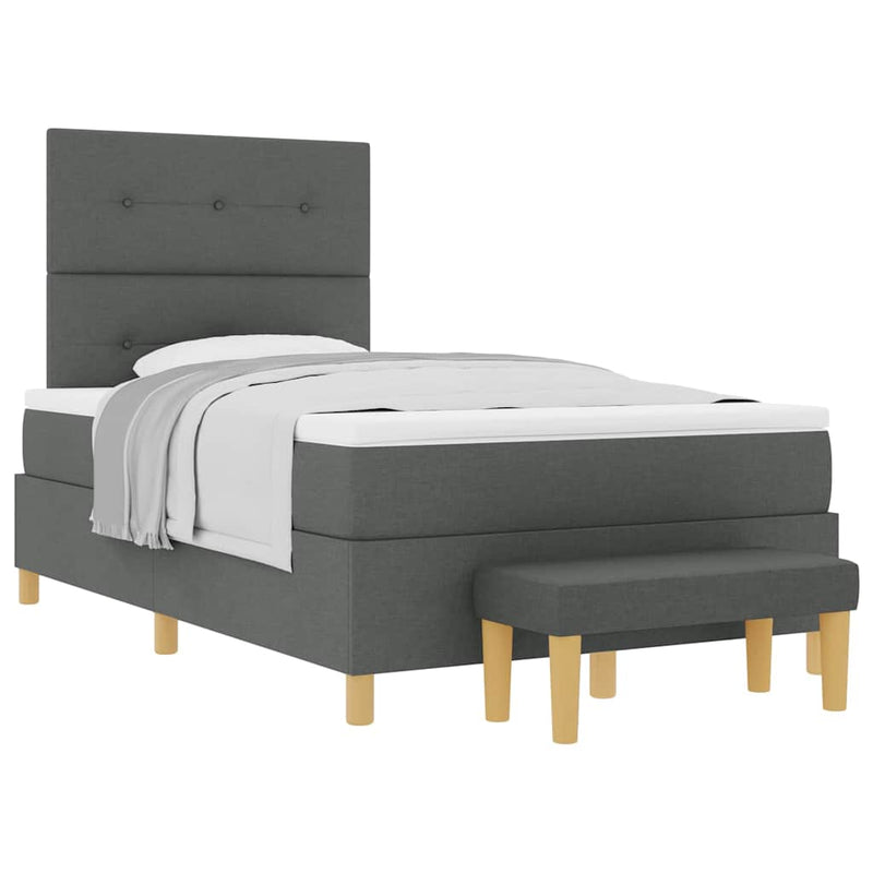 vidaXL Boxrugós ágy matracmal Sötétszürke 120 x 190 cm szövet