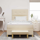 vidaXL Boxrugós ágy fejtámlával Krém 190 x 120 cm szövet