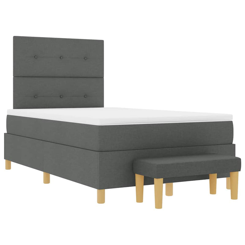 vidaXL Boxrugós ágy matracmal Sötétszürke 120 x 200 cm szövet