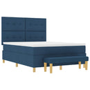 vidaXL Boxrugós ágy fejtámlával Kék 200 x 140 cm szövet