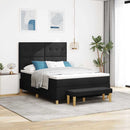 vidaXL Boxrugós ágy fejtámlával Fekete 200 x 160 cm szövet