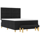 vidaXL Boxrugós ágy fejtámlával Fekete 200 x 160 cm szövet