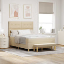 vidaXL Boxrugós ágy fejtámlával Krém 200 x 160 cm szövet