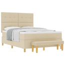 vidaXL Boxrugós ágy fejtámlával Krém 200 x 160 cm szövet