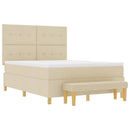 vidaXL Boxrugós ágy fejtámlával Krém 200 x 160 cm szövet
