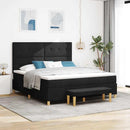 vidaXL Boxrugós ágy fejtámlával Fekete 200 x 180 cm szövet