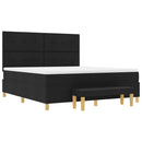 vidaXL Boxrugós ágy fejtámlával Fekete 200 x 180 cm szövet