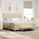 vidaXL Boxrugós ágy fejtámlával Krém 200 x 180 cm szövet