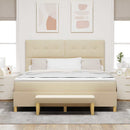 vidaXL Boxrugós ágy fejtámlával Krém 200 x 180 cm szövet