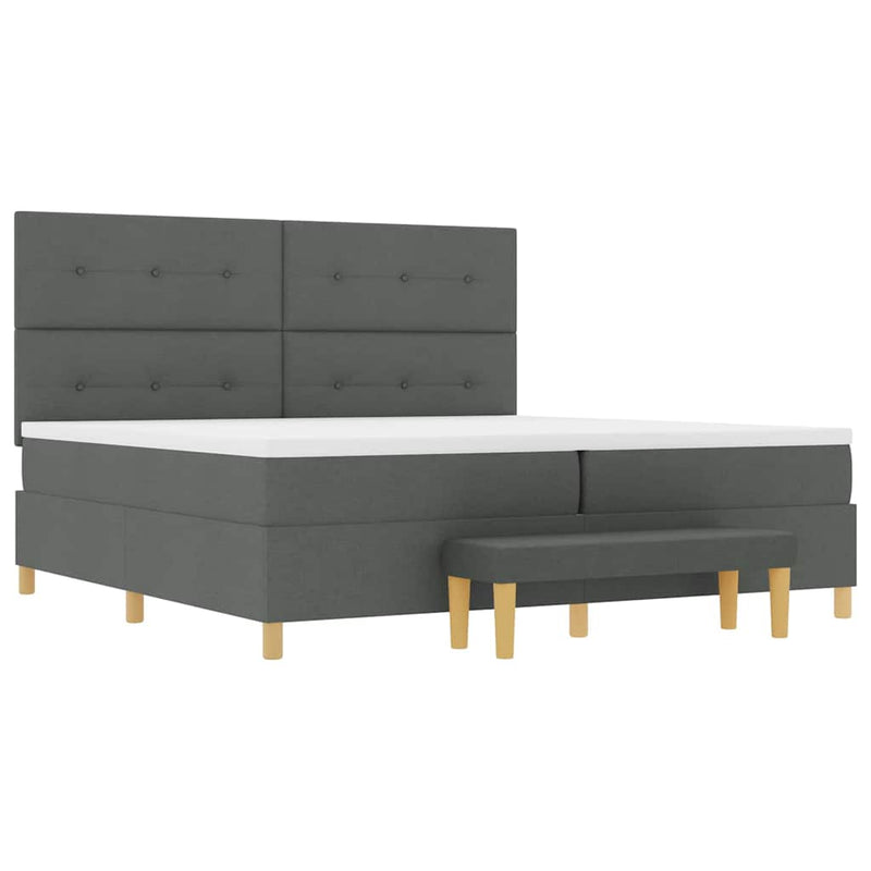 vidaXL Boxrugós ágy matracmal Sötétszürke 200 x 200 cm szövet