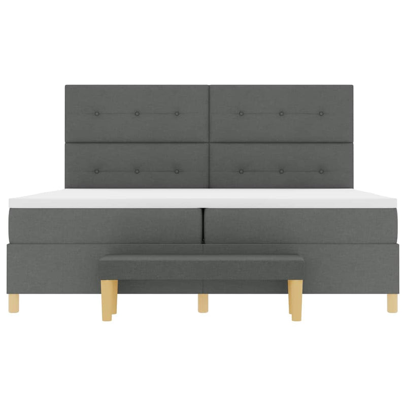 vidaXL Boxrugós ágy matracmal Sötétszürke 200 x 200 cm szövet