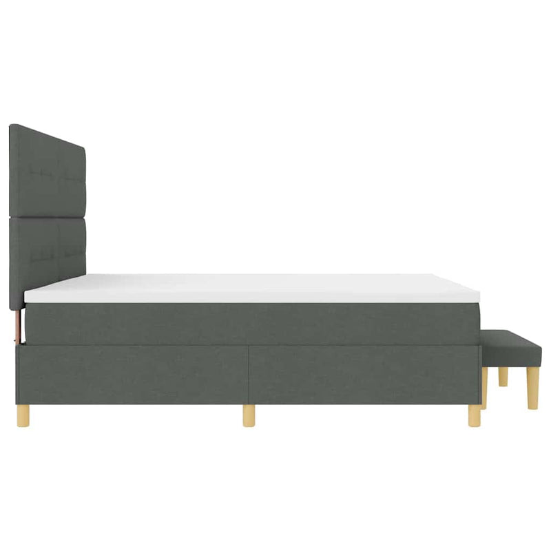 vidaXL Boxrugós ágy matracmal Sötétszürke 200 x 200 cm szövet