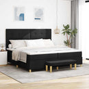 vidaXL Boxrugós ágy fejtámlával Fekete 200 x 200 cm szövet