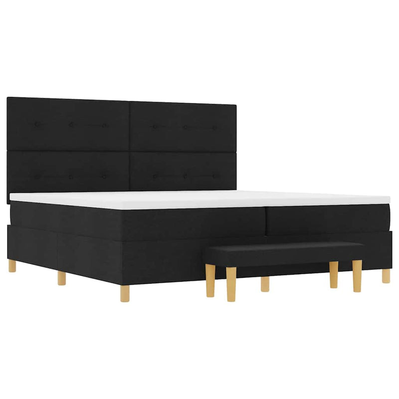 vidaXL Boxrugós ágy matracmal fejtámlával Fekete 200 x 200 cm szövet