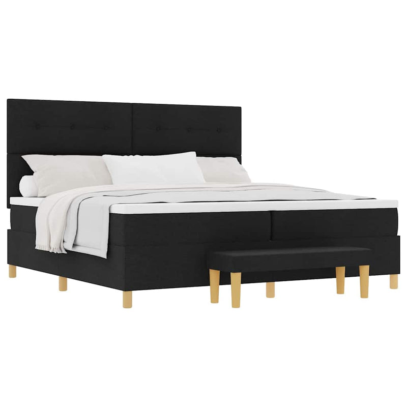 vidaXL Boxrugós ágy matracmal fejtámlával Fekete 200 x 200 cm szövet