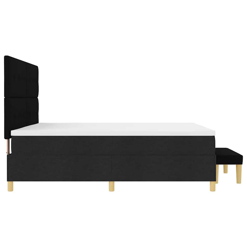 vidaXL Boxrugós ágy matracmal fejtámlával Fekete 200 x 200 cm szövet