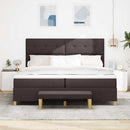 vidaXL Boxrugós ágy fejtámlával sötétbarna 200 x 200 cm szövet