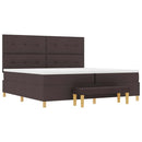vidaXL Boxrugós ágy fejtámlával sötétbarna 200 x 200 cm szövet