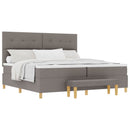 vidaXL Boxrugós ágy fejtámlával Tópszínű 200 x 200 cm szövet