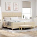 vidaXL Boxrugós ágy fejtámlával Krém 200 x 200 cm szövet