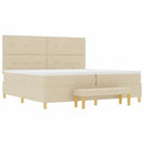 vidaXL Boxrugós ágy fejtámlával Krém 200 x 200 cm szövet