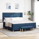 vidaXL Boxrugós ágy fejtámlával Kék 200 x 200 cm szövet