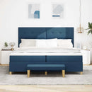 vidaXL Boxrugós ágy fejtámlával Kék 200 x 200 cm szövet
