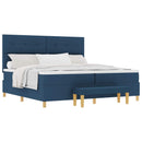 vidaXL Boxrugós ágy fejtámlával Kék 200 x 200 cm szövet