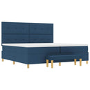 vidaXL Boxrugós ágy fejtámlával Kék 200 x 200 cm szövet