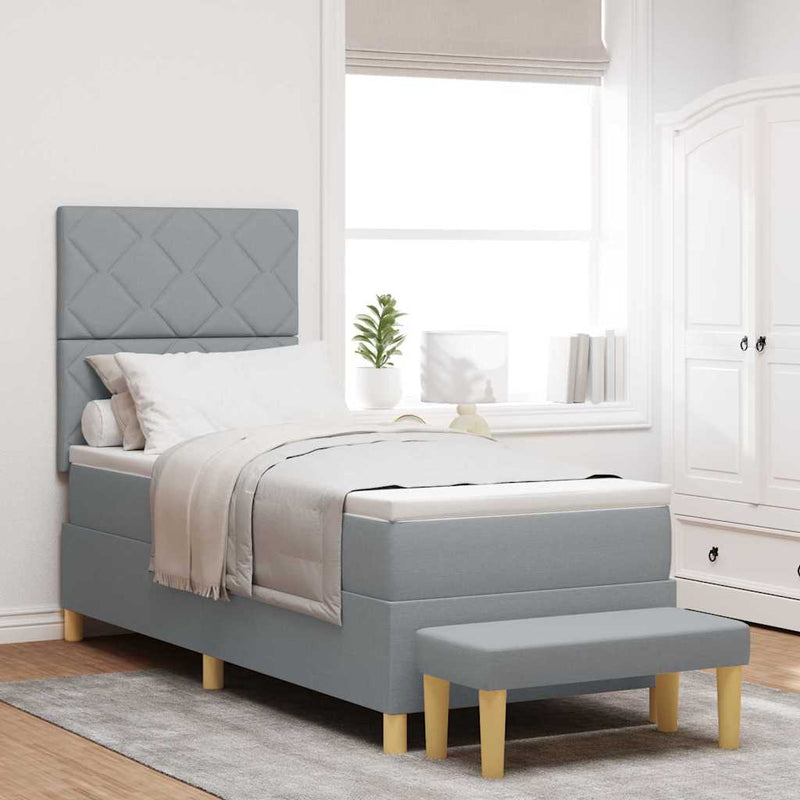 vidaXL Boxrugós ágy matracmal Világosszürke 80 x 200 cm szövet