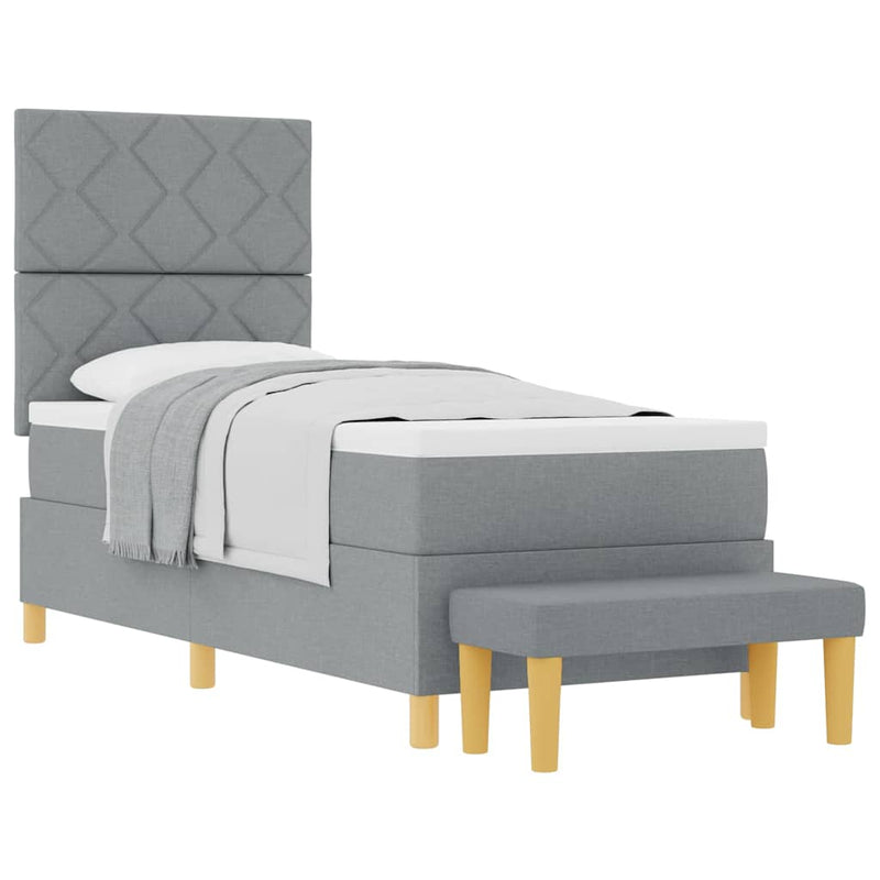 vidaXL Boxrugós ágy matracmal Világosszürke 80 x 200 cm szövet