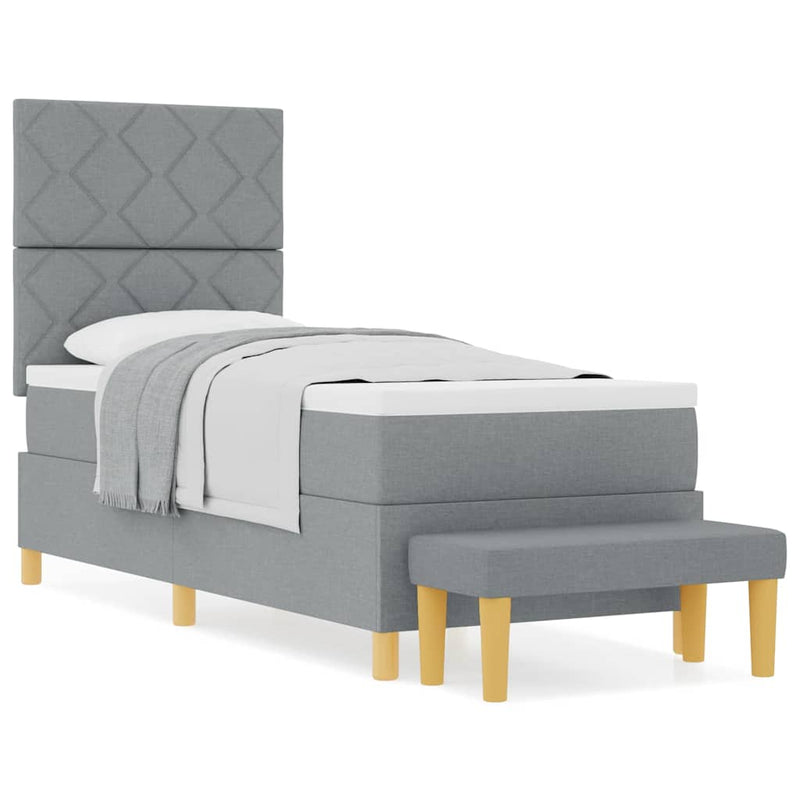 vidaXL Boxrugós ágy matracmal Világosszürke 80 x 200 cm szövet