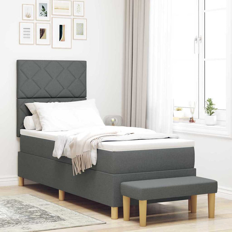 vidaXL Boxrugós ágy matracmal Sötétszürke 80 x 200 cm szövet
