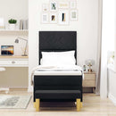 vidaXL Boxrugós ágy párnával fejtámlával Fekete 200 x 80 cm szövet