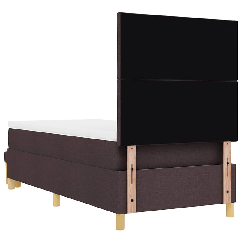 vidaXL Boxrugós ágy matracmal sötétbarna 90 x 200 cm szövet