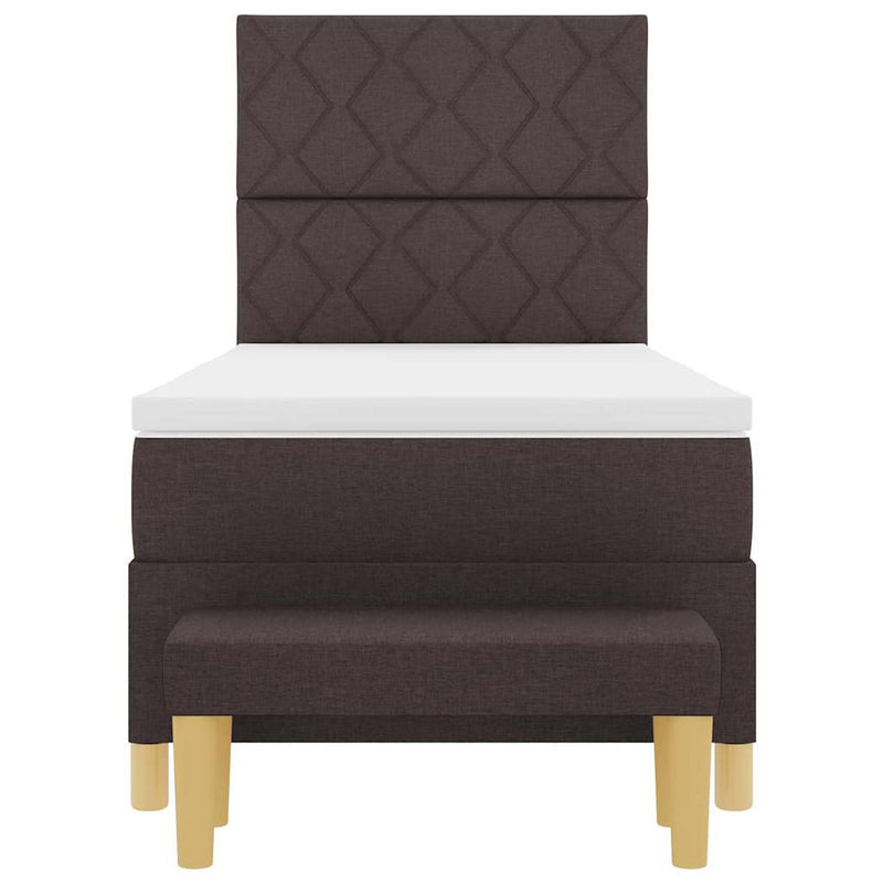vidaXL Boxrugós ágy matracmal sötétbarna 90 x 200 cm szövet