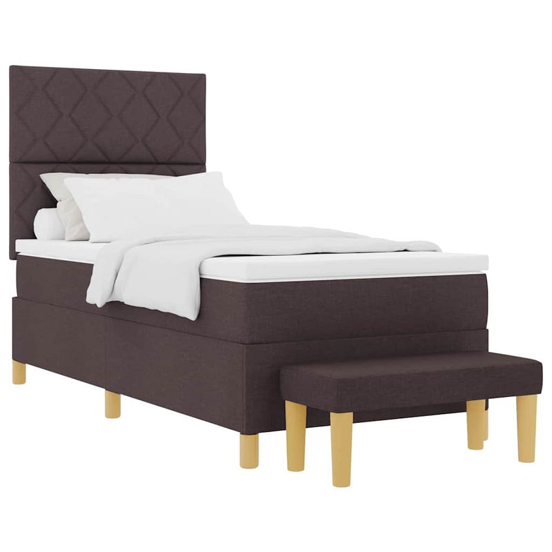 vidaXL Boxrugós ágy matracmal sötétbarna 90 x 200 cm szövet