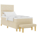 vidaXL Boxrugós ágy fejtámlával Krém 200 x 90 cm szövet