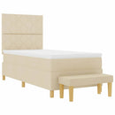 vidaXL Boxrugós ágy fejtámlával Krém 200 x 90 cm szövet