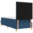 vidaXL Boxrugós ágy párnával fejtámlával Kék 200 x 90 cm szövet