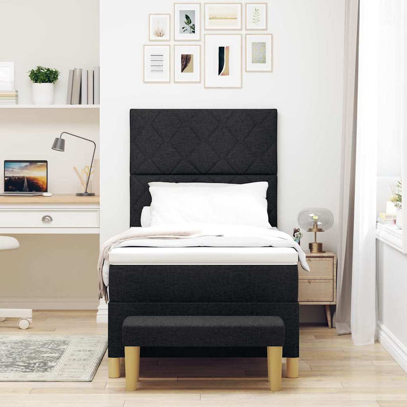 vidaXL Boxrugós ágy matracmal fejtámlával Fekete 100 x 200 cm szövet