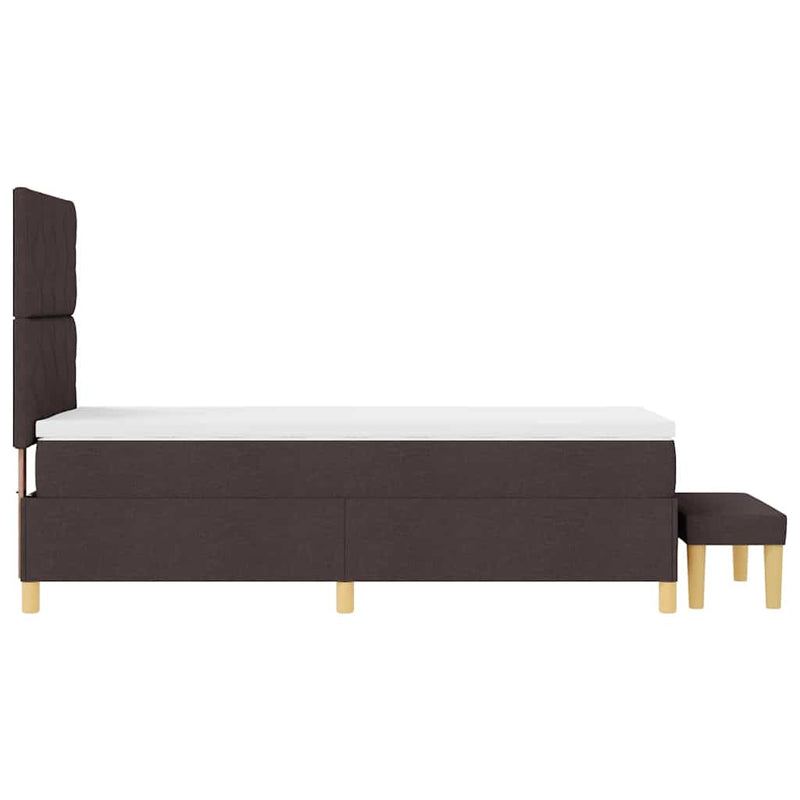vidaXL Boxrugós ágy matracmal sötétbarna 100 x 200 cm szövet