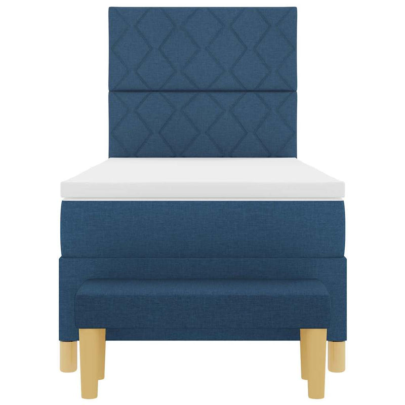 vidaXL Boxrugós ágy matracmal fejtámlával Kék 100 x 200 cm szövet